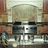 Along with the granite tops we also added the design around the stove in the backsplash